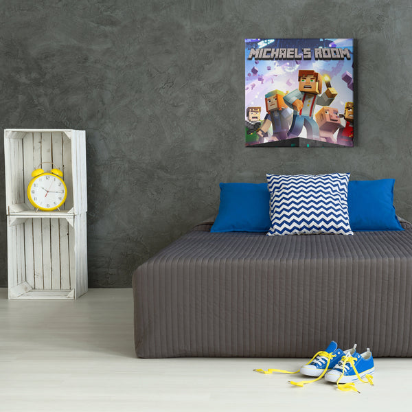 Minecraft Canvas Wall Art, Personalized Minecraft Canvas Wall Art, Minecraft Wall Decor, Minecraft Canvas Print Framed & Ready to Hang
