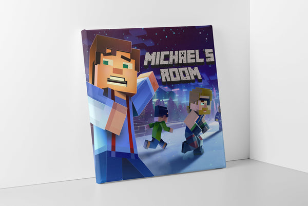 Minecraft Canvas Wall Art, Personalized Minecraft Canvas Wall Art, Minecraft Wall Decor, Minecraft Canvas Print Framed & Ready to Hang