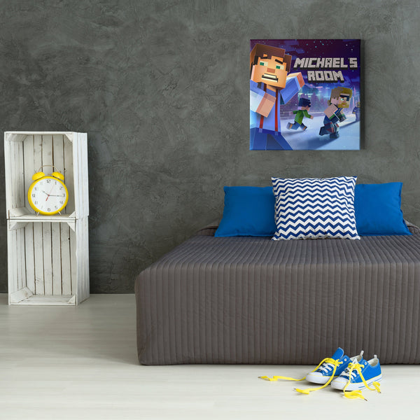 Minecraft Canvas Wall Art, Personalized Minecraft Canvas Wall Art, Minecraft Wall Decor, Minecraft Canvas Print Framed & Ready to Hang