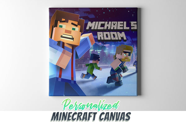Minecraft Canvas Wall Art, Personalized Minecraft Canvas Wall Art, Minecraft Wall Decor, Minecraft Canvas Print Framed & Ready to Hang