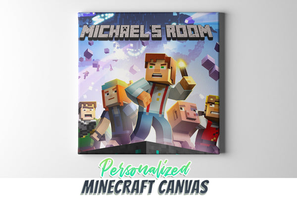 Minecraft Canvas Wall Art, Personalized Minecraft Canvas Wall Art, Minecraft Wall Decor, Minecraft Canvas Print Framed & Ready to Hang