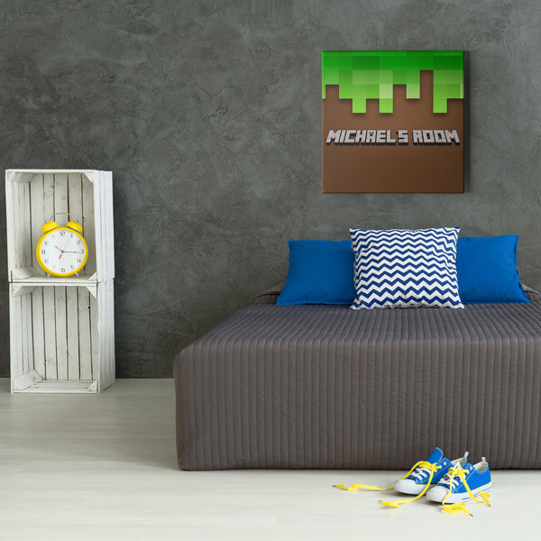 Minecraft Canvas Wall Art, Personalized Minecraft Canvas Wall Art, Minecraft Wall Decor, Minecraft Canvas Print Framed & Ready to Hang