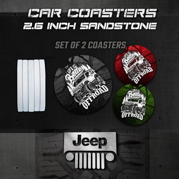 Jeep Car Coasters, Wrangler Car Coasters, Jeep Sandstone Car Coasters, Jeep Accessories