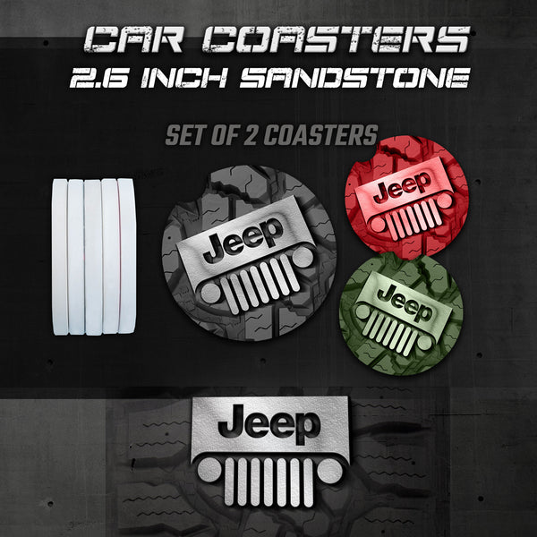 Jeep Car Coasters, Wrangler Car Coasters, Jeep Sandstone Car Coasters, Jeep Accessories