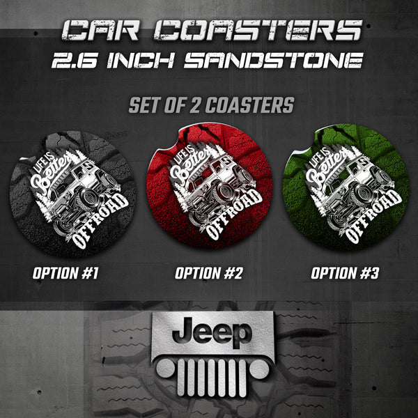 Jeep Car Coasters, Wrangler Car Coasters, Jeep Sandstone Car Coasters, Jeep Accessories