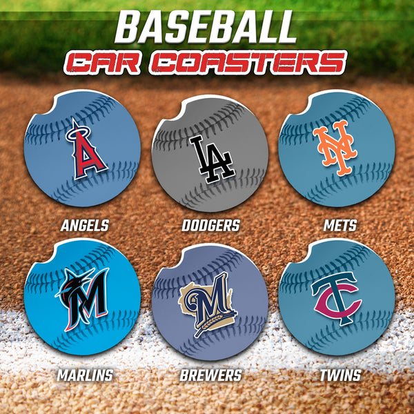 Baseball Car Coasters, Baseball Car Coaster, Baseball Team Gifts, Major League Baseball Accessories