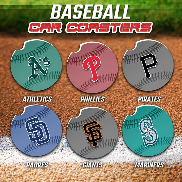 Baseball Car Coasters, Baseball Car Coaster, Baseball Team Gifts, Major League Baseball Accessories