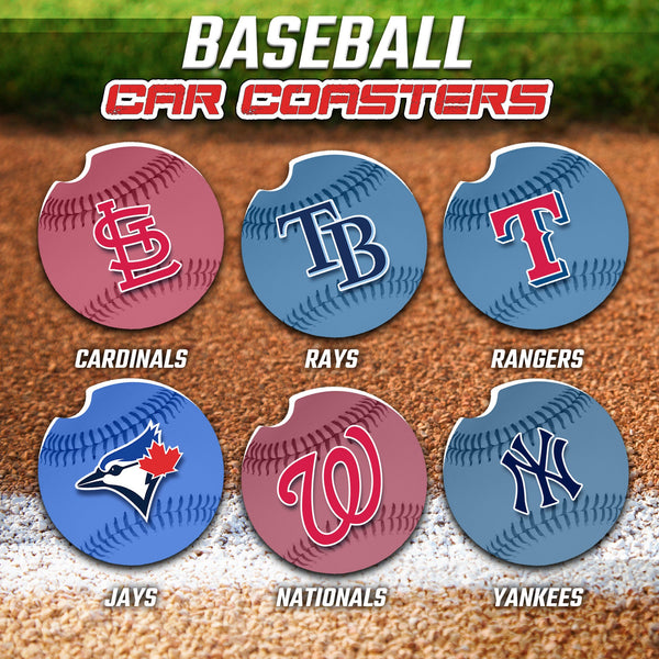 Baseball Car Coasters, Baseball Car Coaster, Baseball Team Gifts, Major League Baseball Accessories