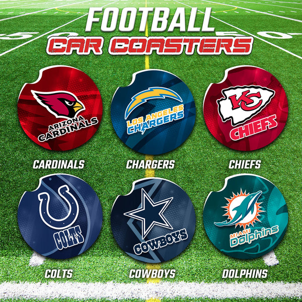 Football Car Coasters, Football Car Coaster, NFL Gifts, NFL Car Accessories, NFL Car Coasters