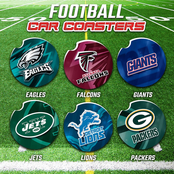 Football Car Coasters, Football Car Coaster, NFL Gifts, NFL Car Accessories, NFL Car Coasters