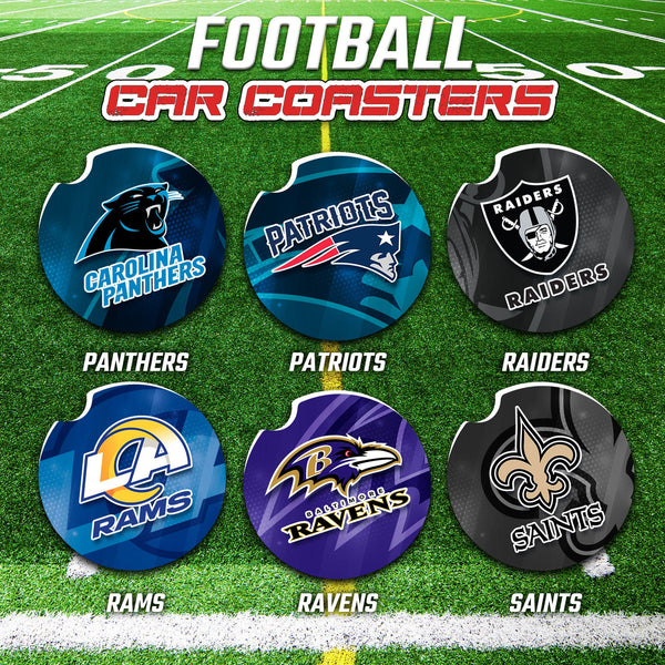 Football Car Coasters, Football Car Coaster, NFL Gifts, NFL Car Accessories, NFL Car Coasters