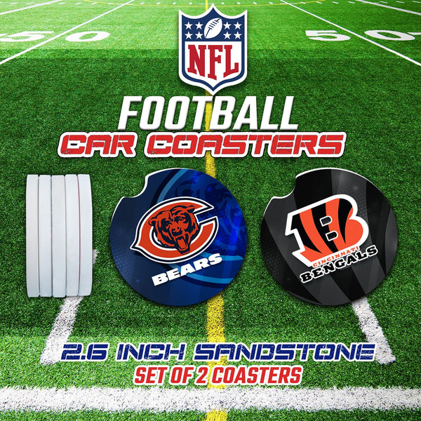 Football Car Coasters, Football Car Coaster, NFL Gifts, NFL Car Accessories, NFL Car Coasters