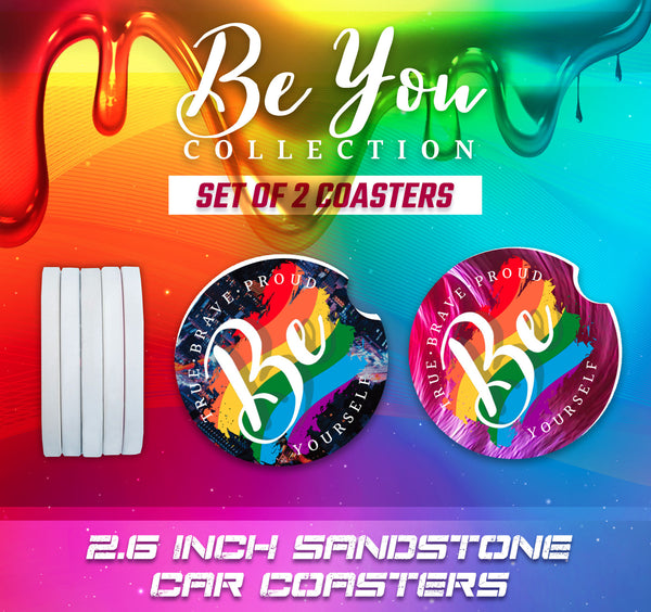 Be You Car Coasters, LGBT Car Coasters, LGBT Accessories, LGBT Gifts