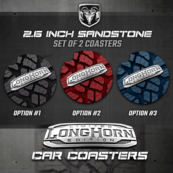 Ram 1500 Longhorn Car Coasters, Ram Limited Longhorn Sandstone Car Coasters, Ram Accessories