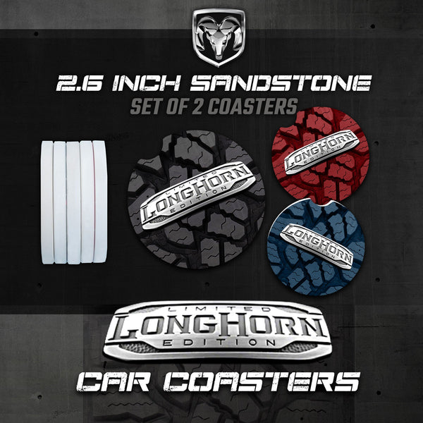 Ram 1500 Longhorn Car Coasters, Ram Limited Longhorn Sandstone Car Coasters, Ram Accessories
