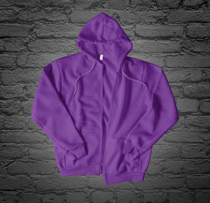 Custom Printed Purple Zip Up Hoodie