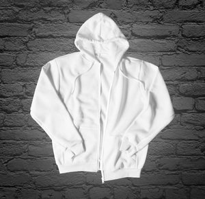 Custom Printed White Zip Up Hoodie