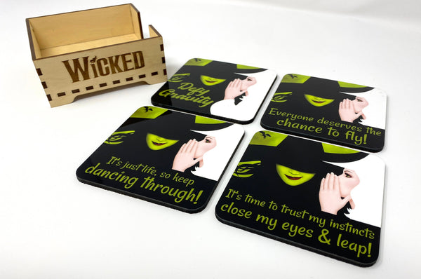 Wicked Coaster Set and Coaster Holder, Wicked Coasters, Wicked the Play Coasters, Wicked the Musical