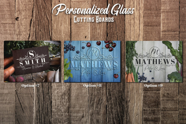 Large Personalized Glass Cutting Board, Kitchen Decor, Housewarming Gift, Anniversary Gift, Wedding Gift, Glass Cutting Board