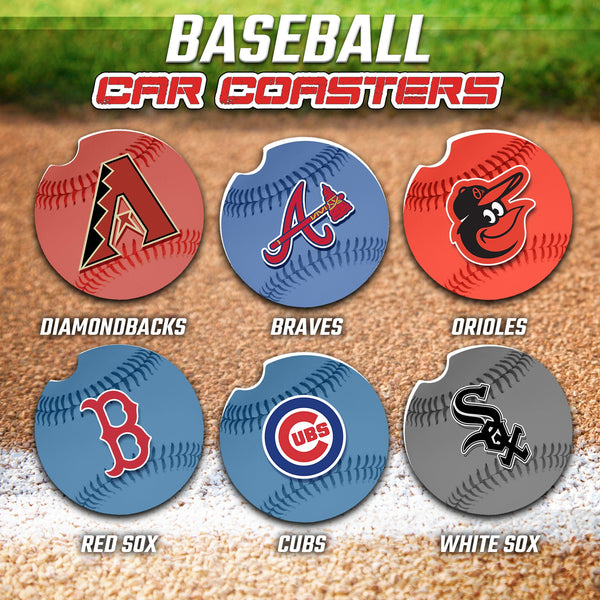 Baseball Car Coasters, Baseball Car Coaster, Baseball Team Gifts, Major League Baseball Accessories
