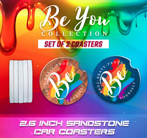 Be You Car Coasters, LGBT Car Coasters, LGBT Accessories, LGBT Gifts